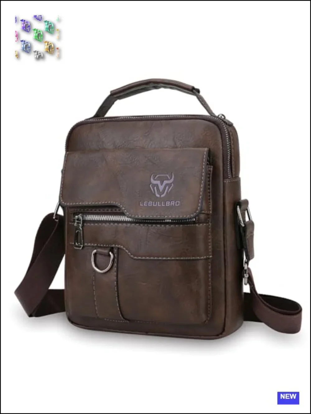 Crossbody Bag Leather Sling Messenger Bag with Multiple Pockets Business